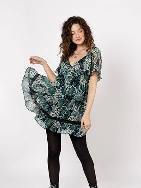 NWT Band Of The Free Maisie Emerald Floral Mini Dress Size S